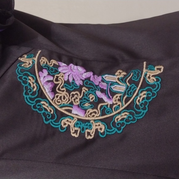 Modern Asian Black Silky Full Length Cheongsam Dress Size XL - Picture 5 of 13